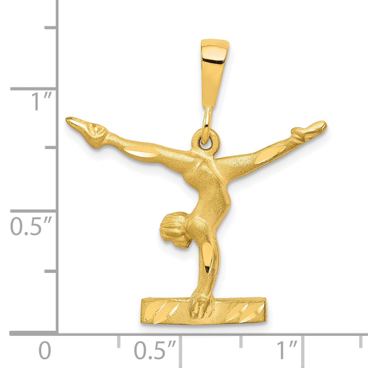 10K Solid Gold Gymnast Charm with Polished Finish 30mm