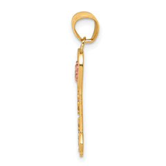 10K Two-Tone Gold I Love You Key Charm with Polished Finish