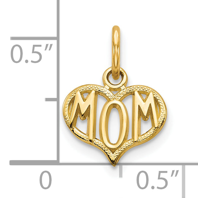 10K Gold MOM Charm with Polished Finish and Solid Design