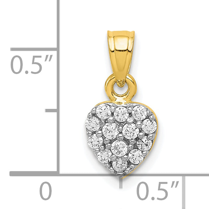 10K Gold CZ Heart Charm with Polished Finish  Elegant and Timeless Design