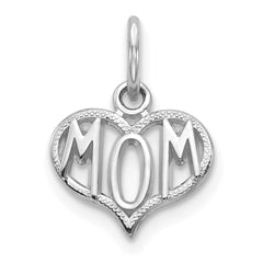 10K White Gold Mom Charm