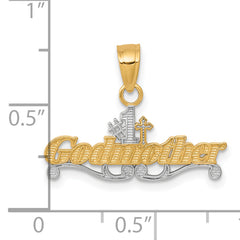 10K Gold Godmother Charm with Rhodium Accents Polished Finish