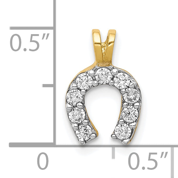 10K Gold Polished Horseshoe Charm with CZ Stones for Luck and Style