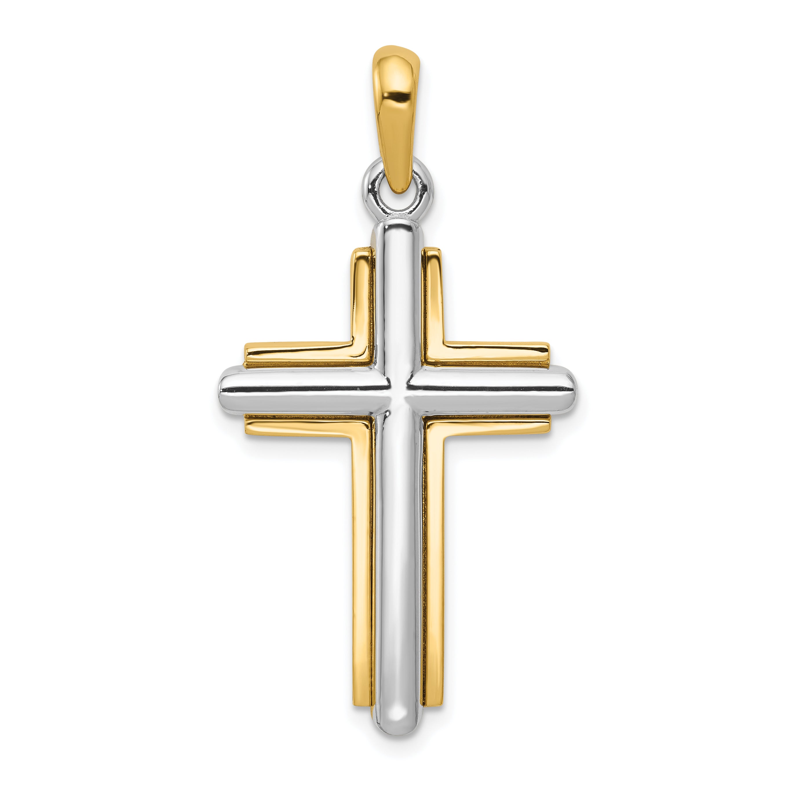 10k Two-tone Cross Pendant