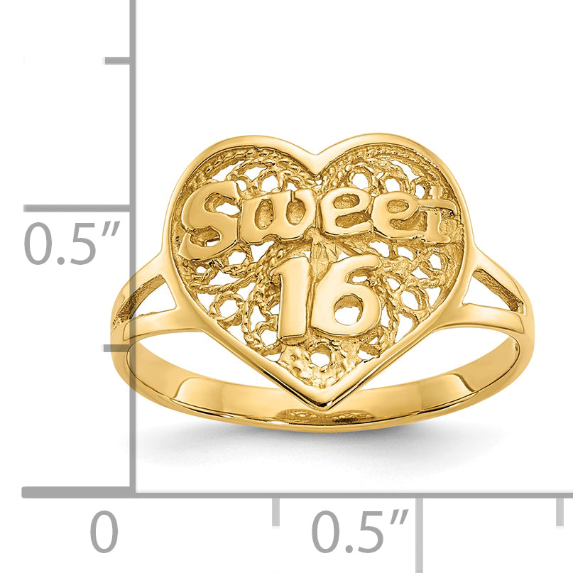 10K Sweet 16 Heart Ring