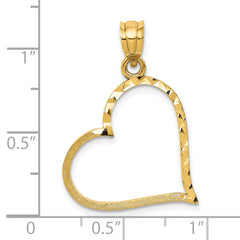 10K Satin Diamond-cut Crooked Heart Pendant