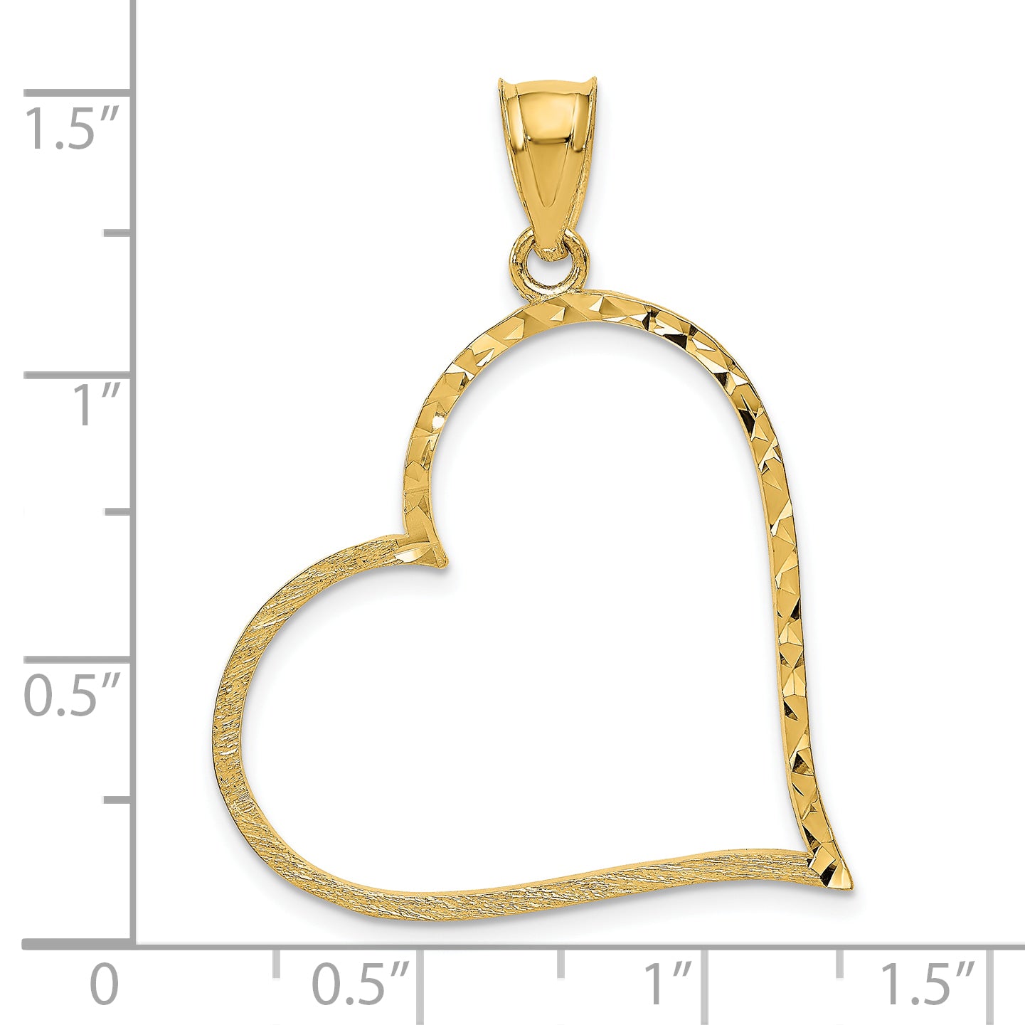 10K Satin Diamond-cut Crooked Heart Pendant