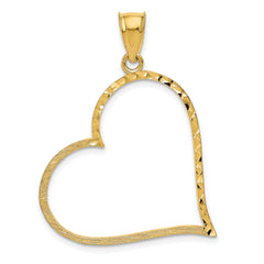 10K Satin Diamond-cut Crooked Heart Pendant