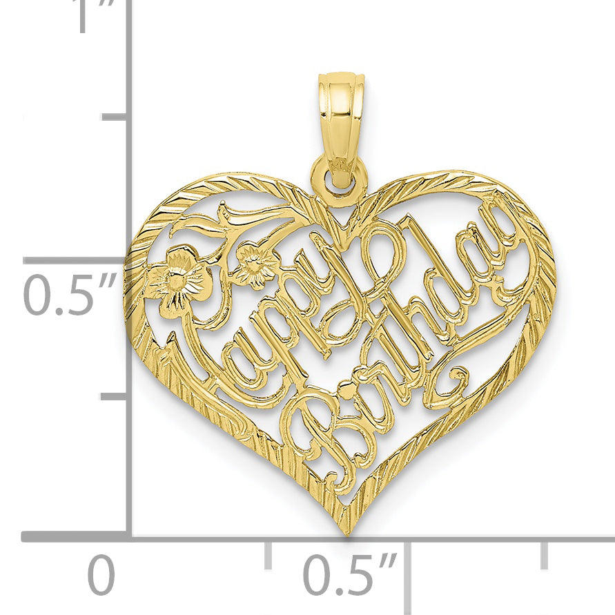 10K Solid Talking HAPPY BIRTHDAY Heart Pendant