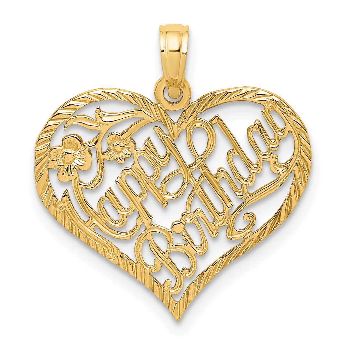 10K Solid Talking HAPPY BIRTHDAY Heart Pendant