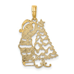 10K Polished Christmas Tree and Santa Pendant