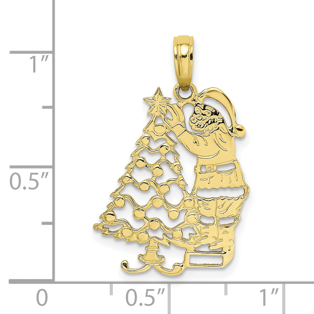 10K Polished Christmas Tree and Santa Pendant