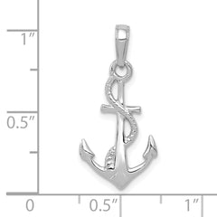 10K White Gold Solid Polished 3-D Anchor Pendant