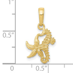 10K Seahorse and Starfish Pendant