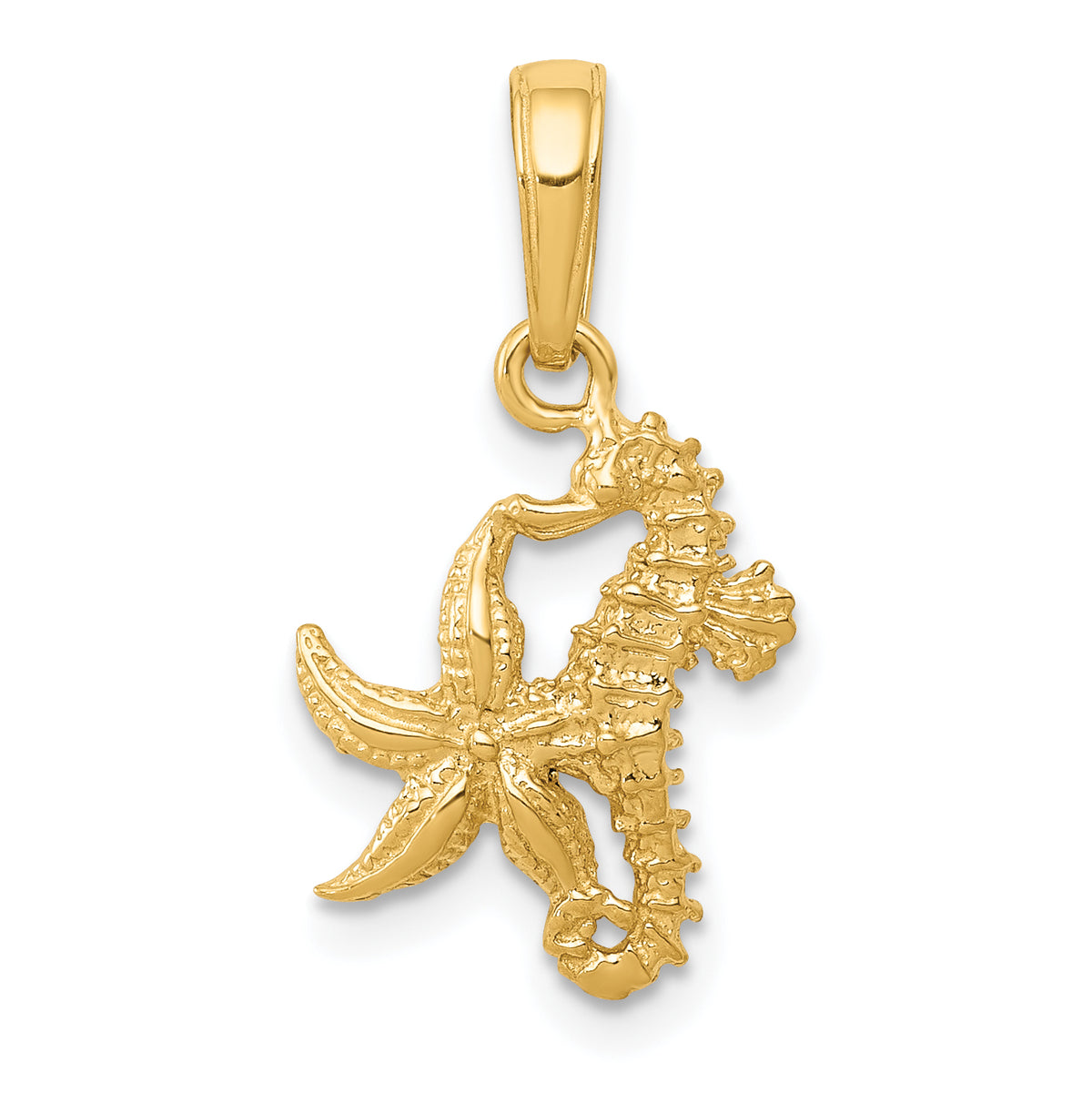 10K Seahorse and Starfish Pendant