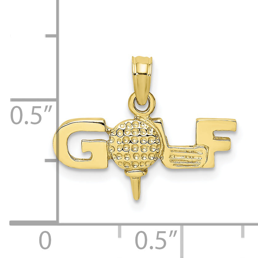 10K Solid Polished GOLF Pendant