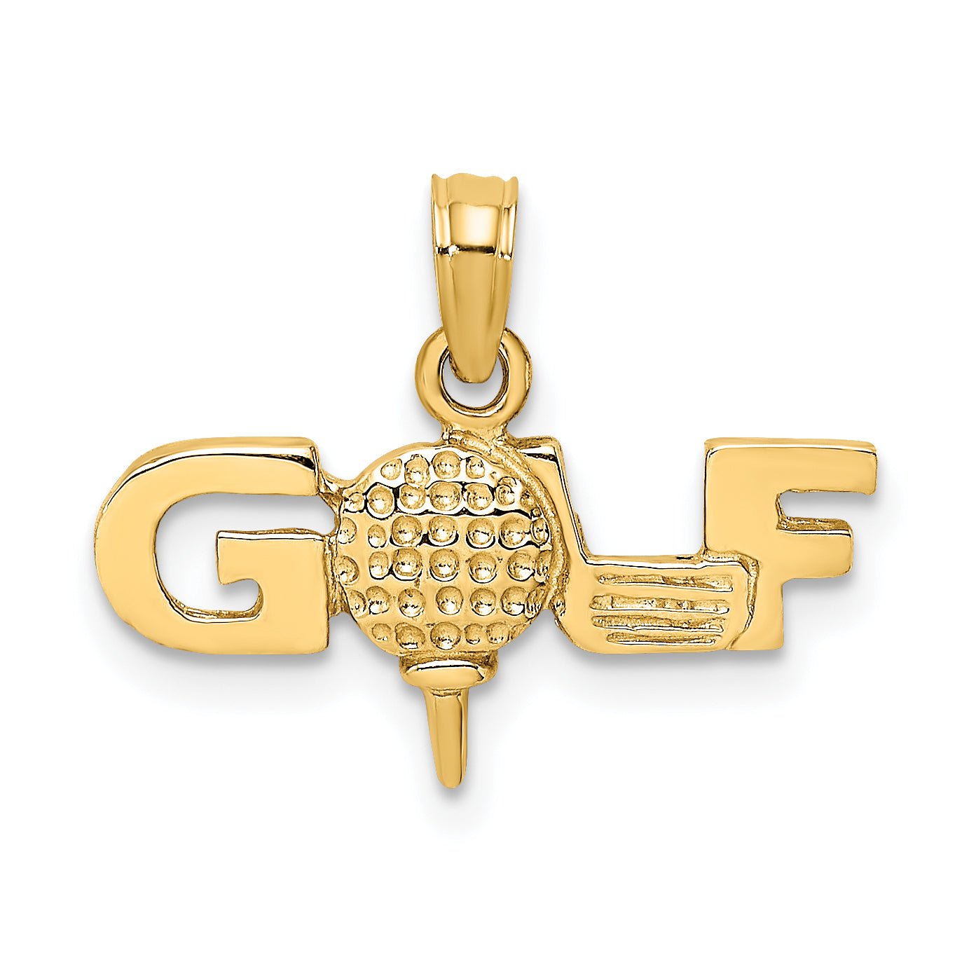 10K Solid Polished GOLF Pendant