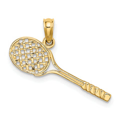 10K Solid Polished 3-D Tennis Racquet Charm