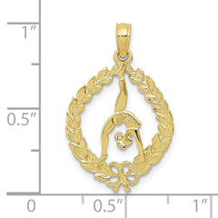 10K Solid Polished Framed Gymnast Pendant