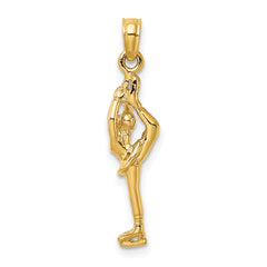 10K Solid Polished 3-D Figure Skater Charm