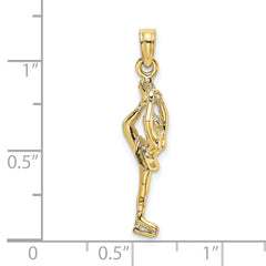 10K Solid Polished 3-D Figure Skater Charm