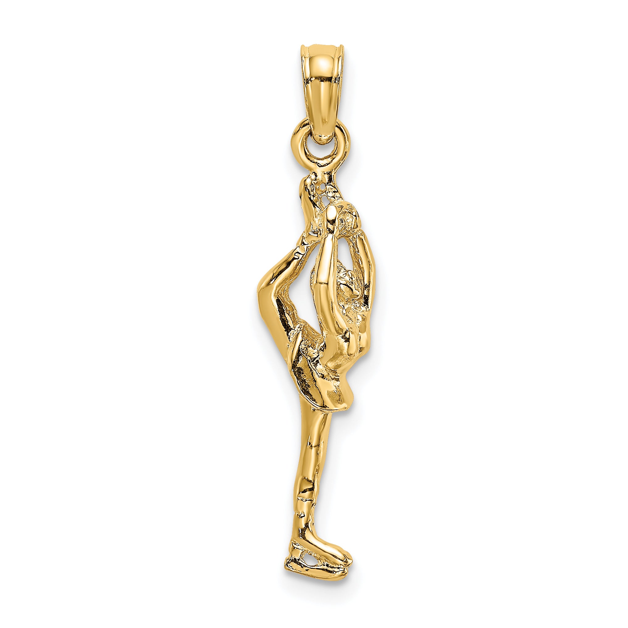 10K Solid Polished 3-D Figure Skater Charm