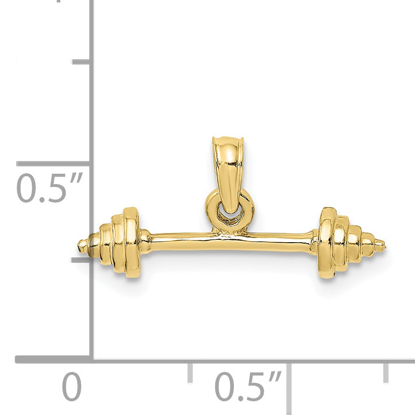 10K Solid Polished 3-D Dumbbell Charm