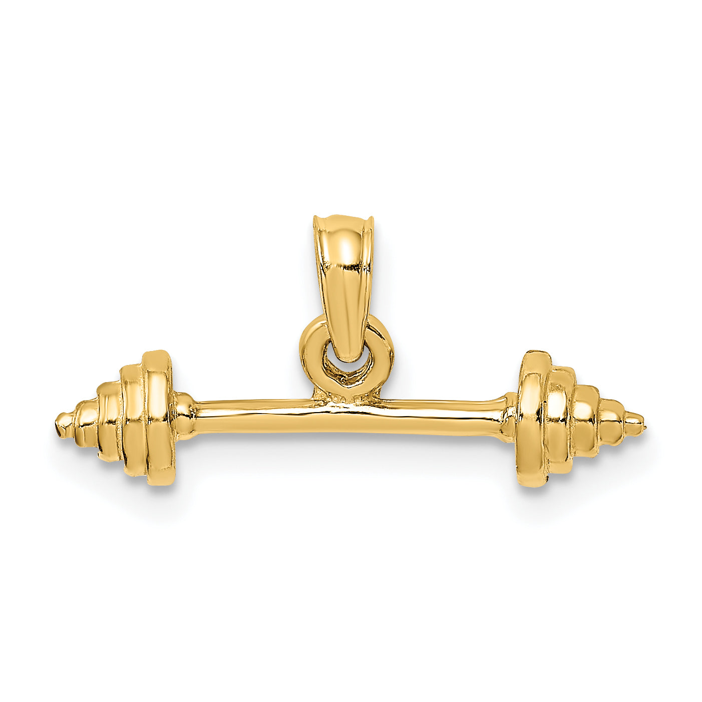 10K Solid Polished 3-D Dumbbell Charm