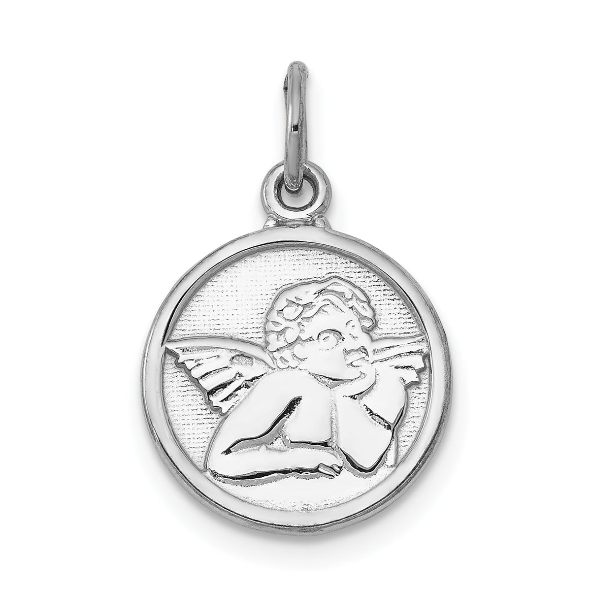 10k White Gold Polished Angel Charm