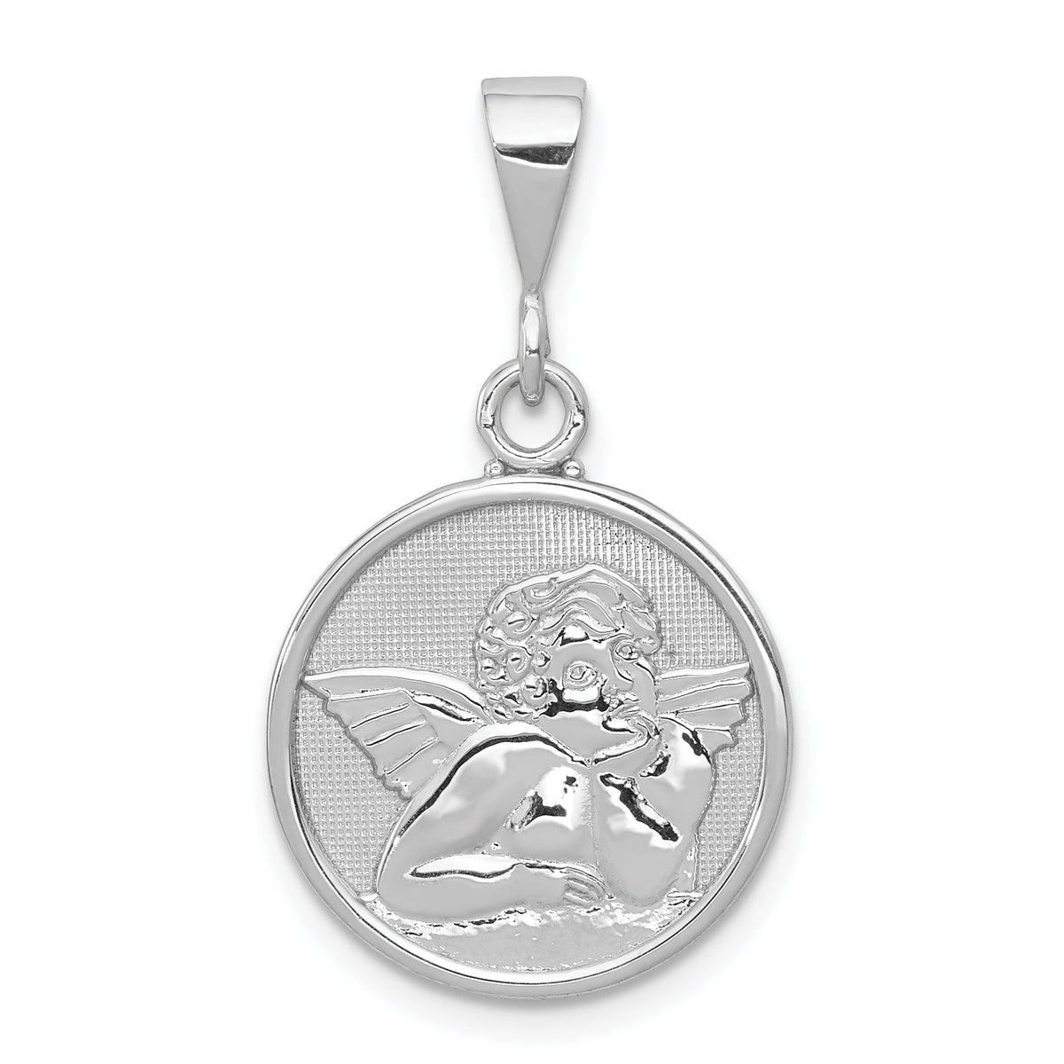 10k White Gold Polished & Satin Angel Pendant