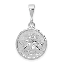 10k White Gold Polished & Satin Angel Pendant