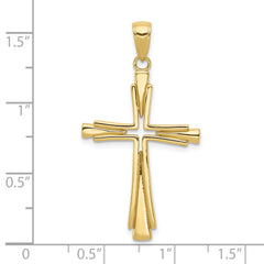 10K Polished Solid Cross Pendant