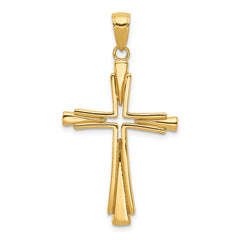 10K Polished Solid Cross Pendant