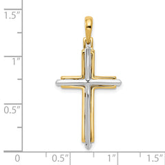 10k Two-tone Fancy Cross Pendant