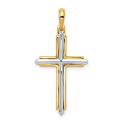 10k Two-tone Fancy Cross Pendant