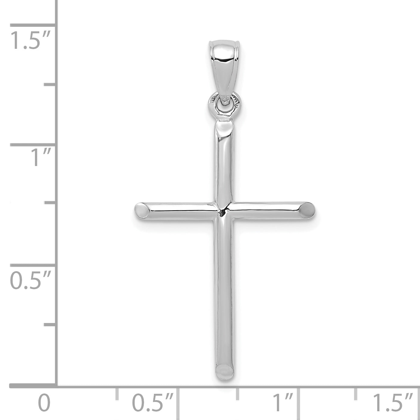 10k White Gold Tubular Cross Pendant