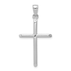 10k White Gold Tubular Cross Pendant