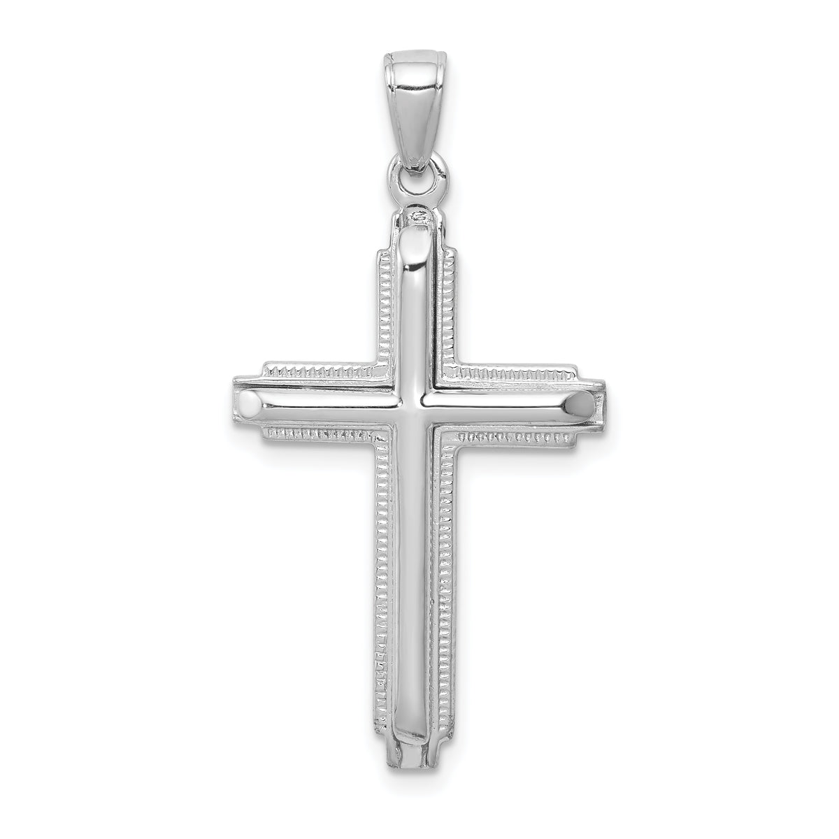 10k White Gold Polished Cross Pendant