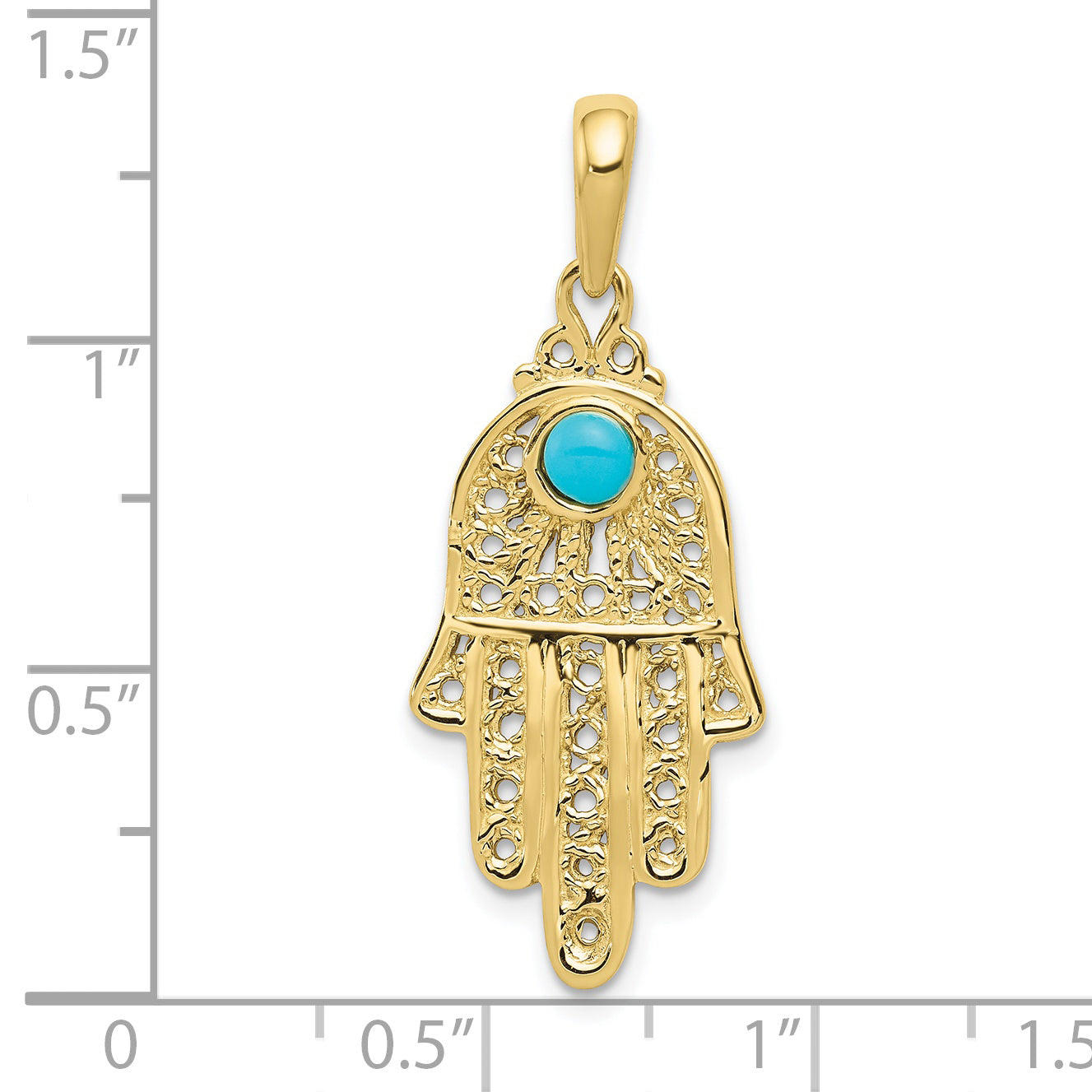 10k Turquoise Filigree Chamseh Pendant