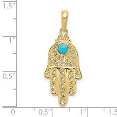 10k Turquoise Filigree Chamseh Pendant