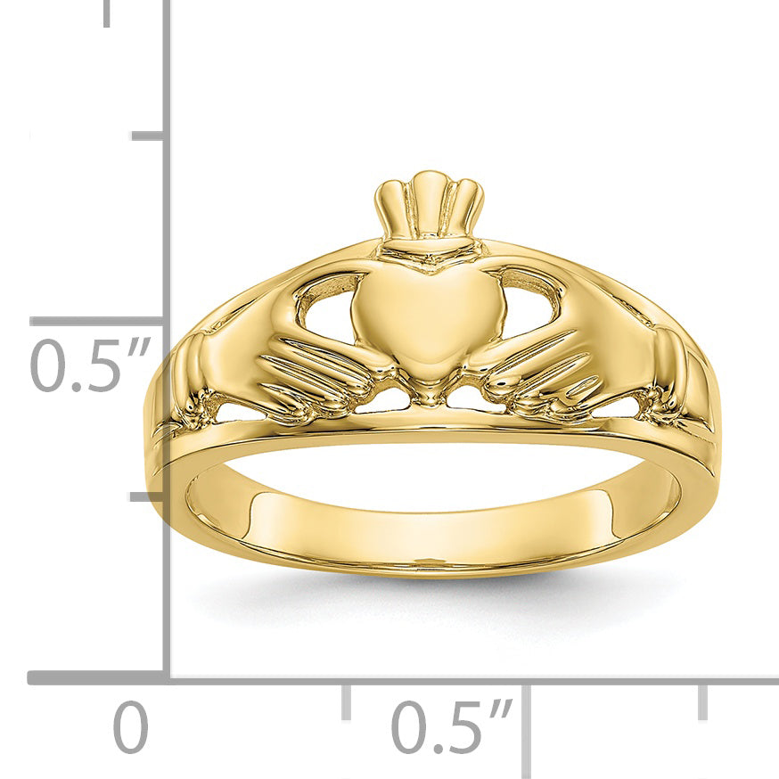 10k Polished Ladies Claddagh Ring