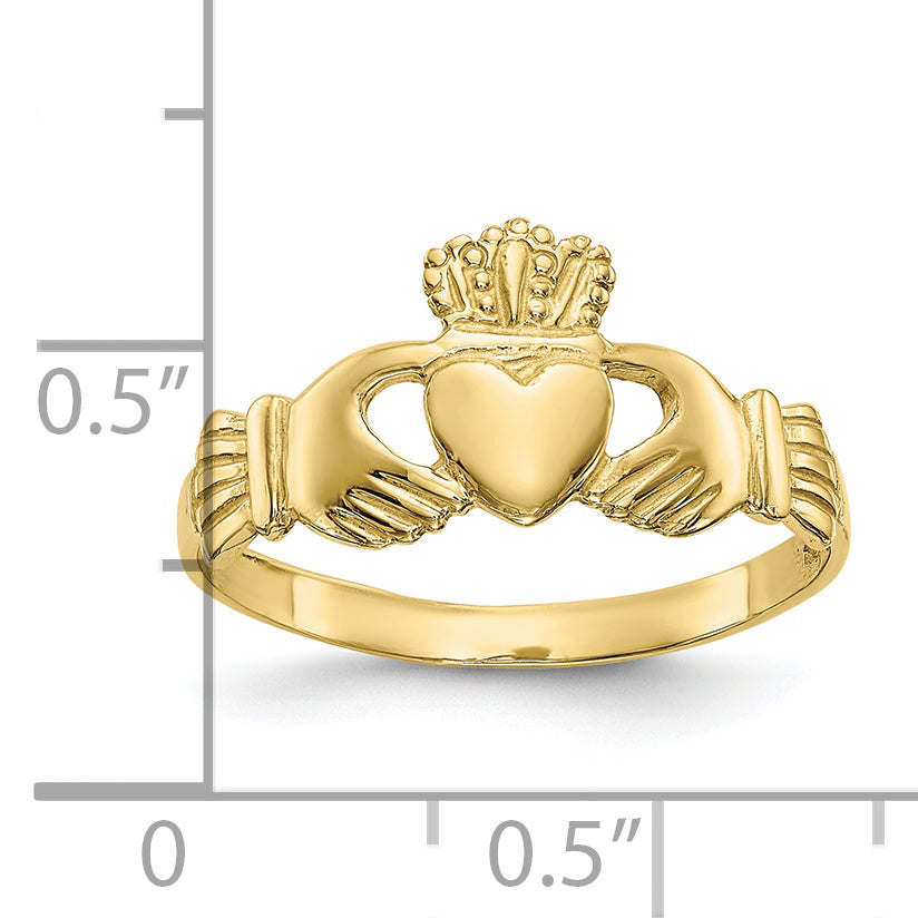 10k Polished Ladies Claddagh Ring