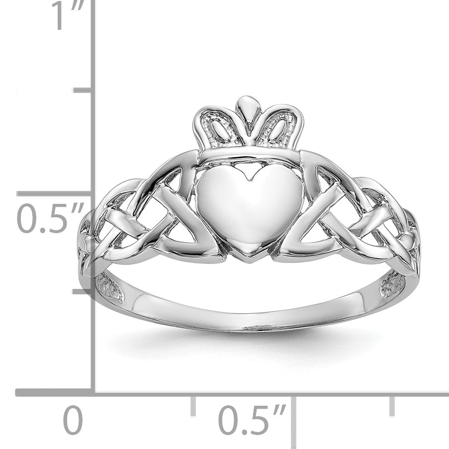 10k White Gold Mens Claddagh Ring