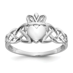 10k White Gold Mens Claddagh Ring