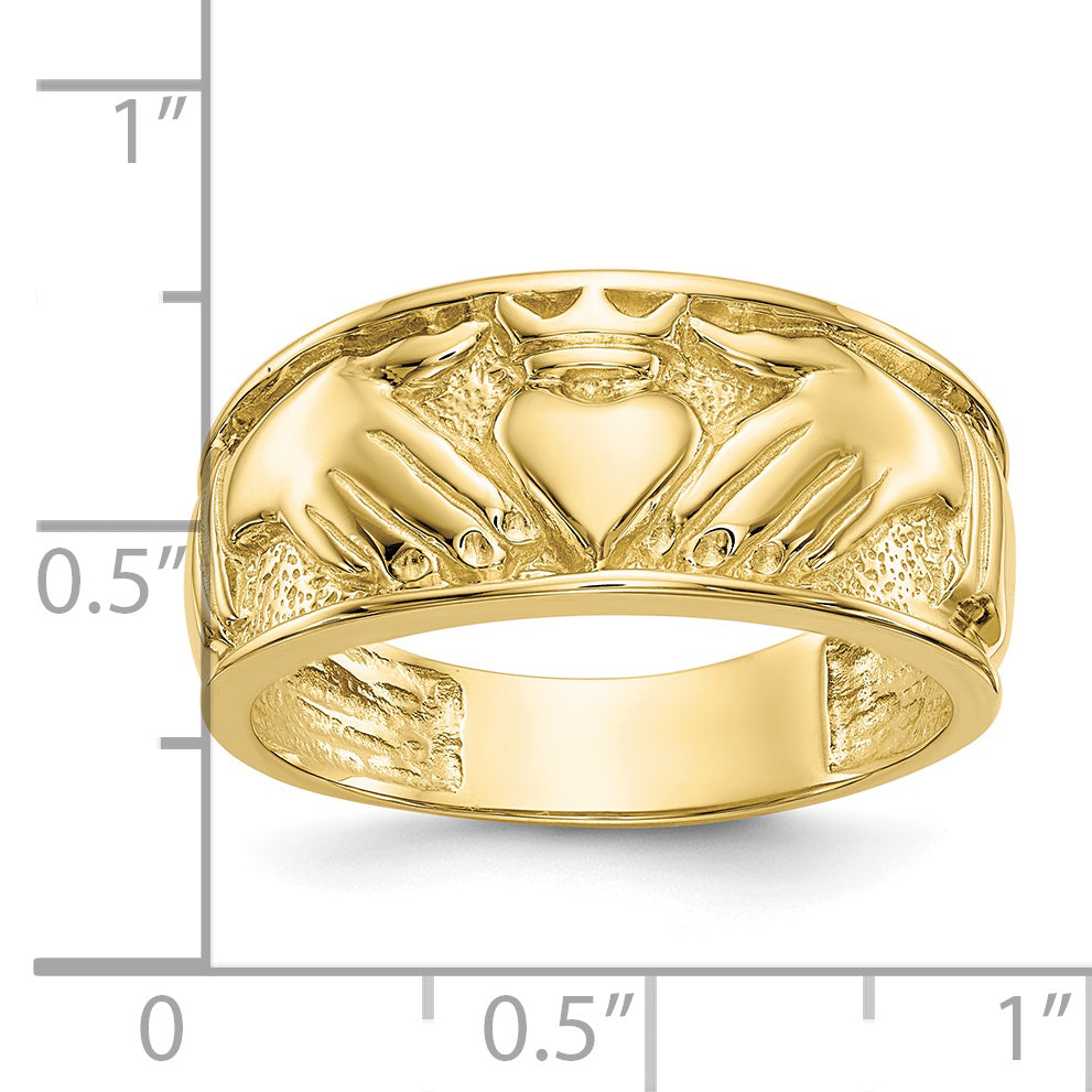 10k Polished Men's Claddagh Band