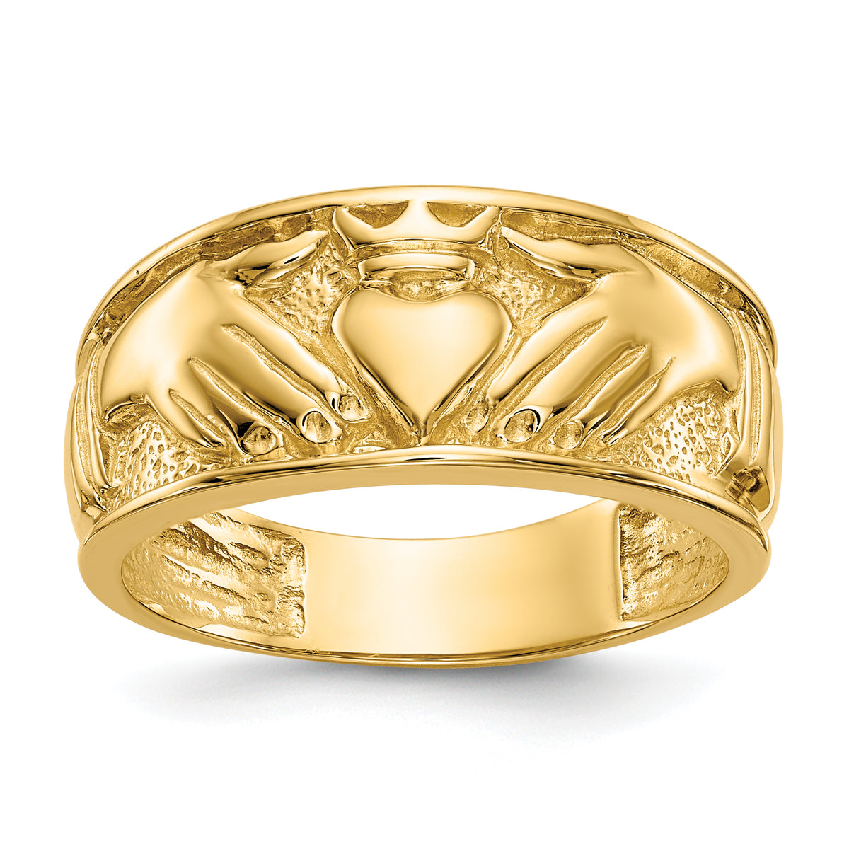 10k Polished Men's Claddagh Band