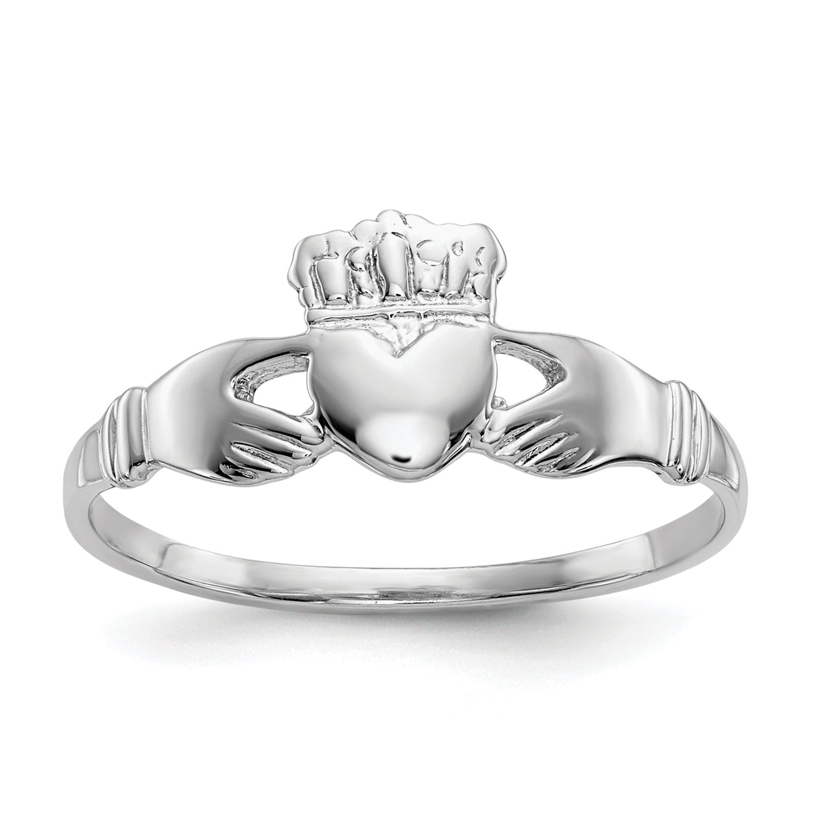 10k White Gold Ladies Claddagh Ring