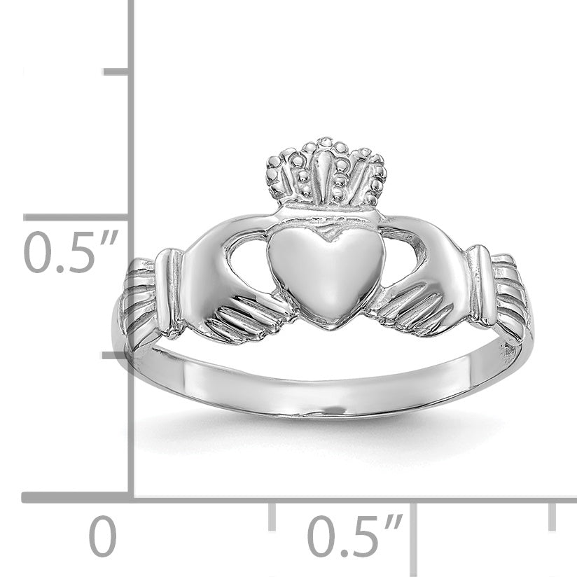 10k White Gold Ladies Claddagh Ring