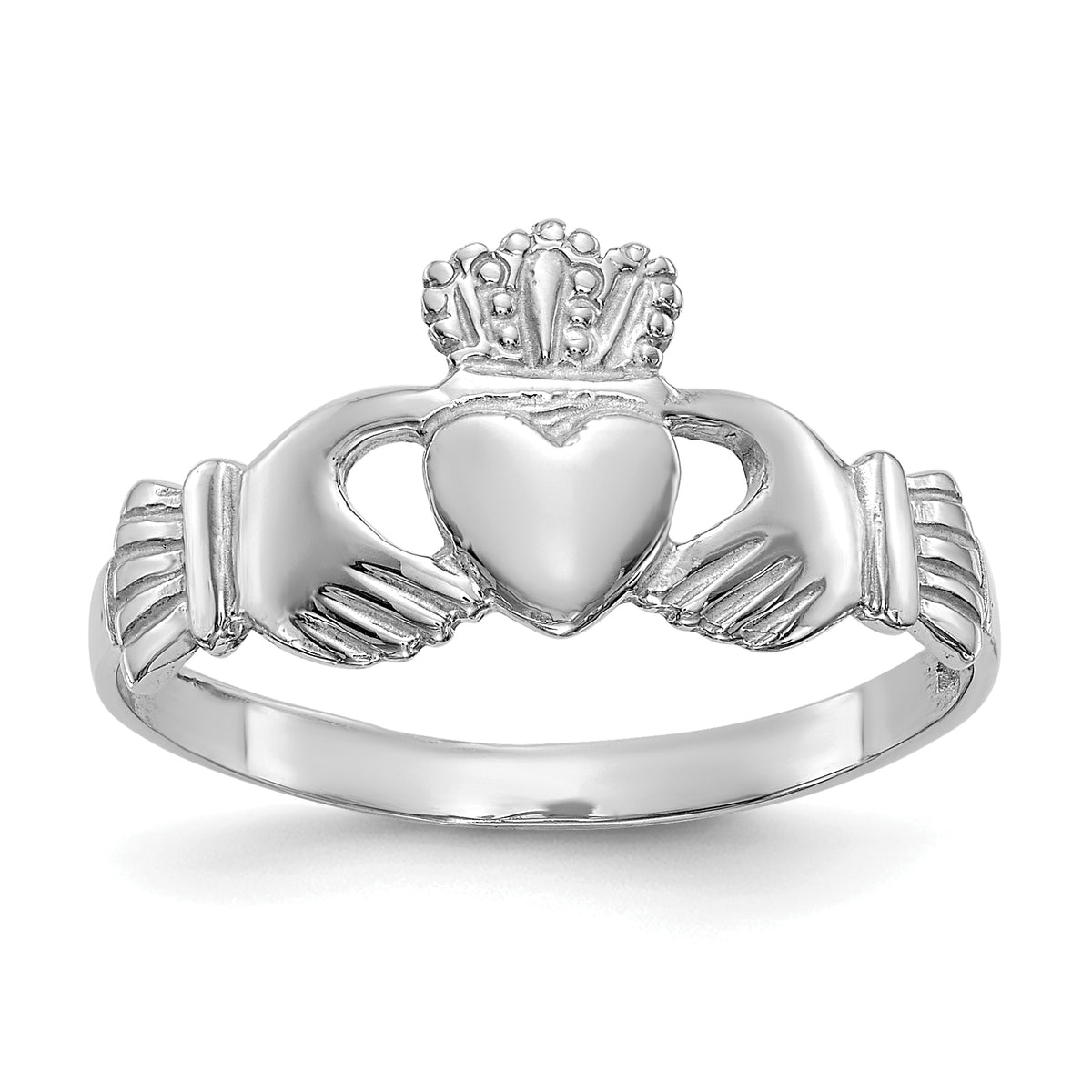 10k White Gold Ladies Claddagh Ring