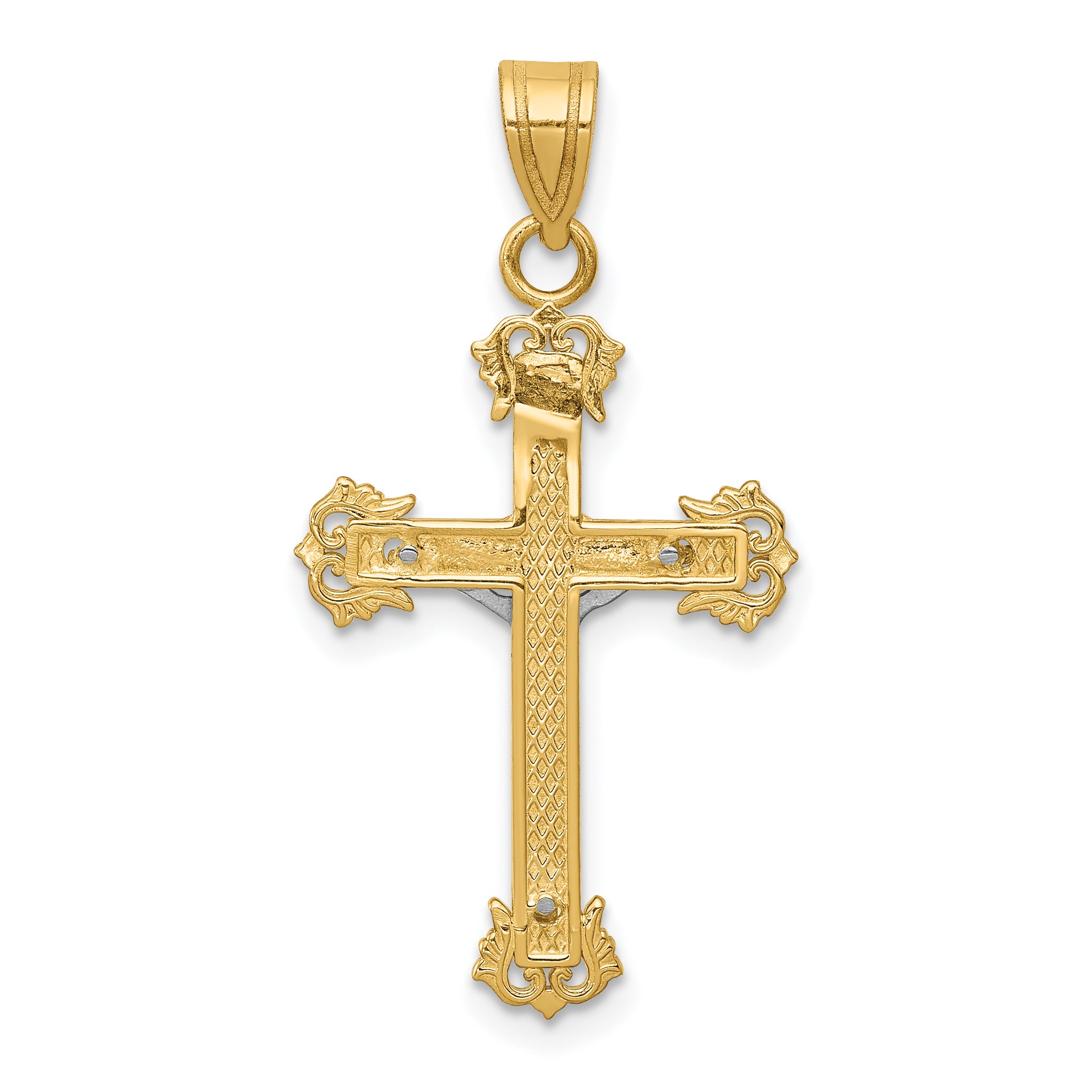 10K Two-tone Diamond-cut Crucifix Pendant